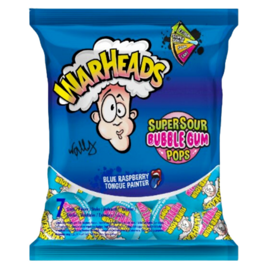 Warheads Bubble Gum Pops Blue Raspberry (22x105g)